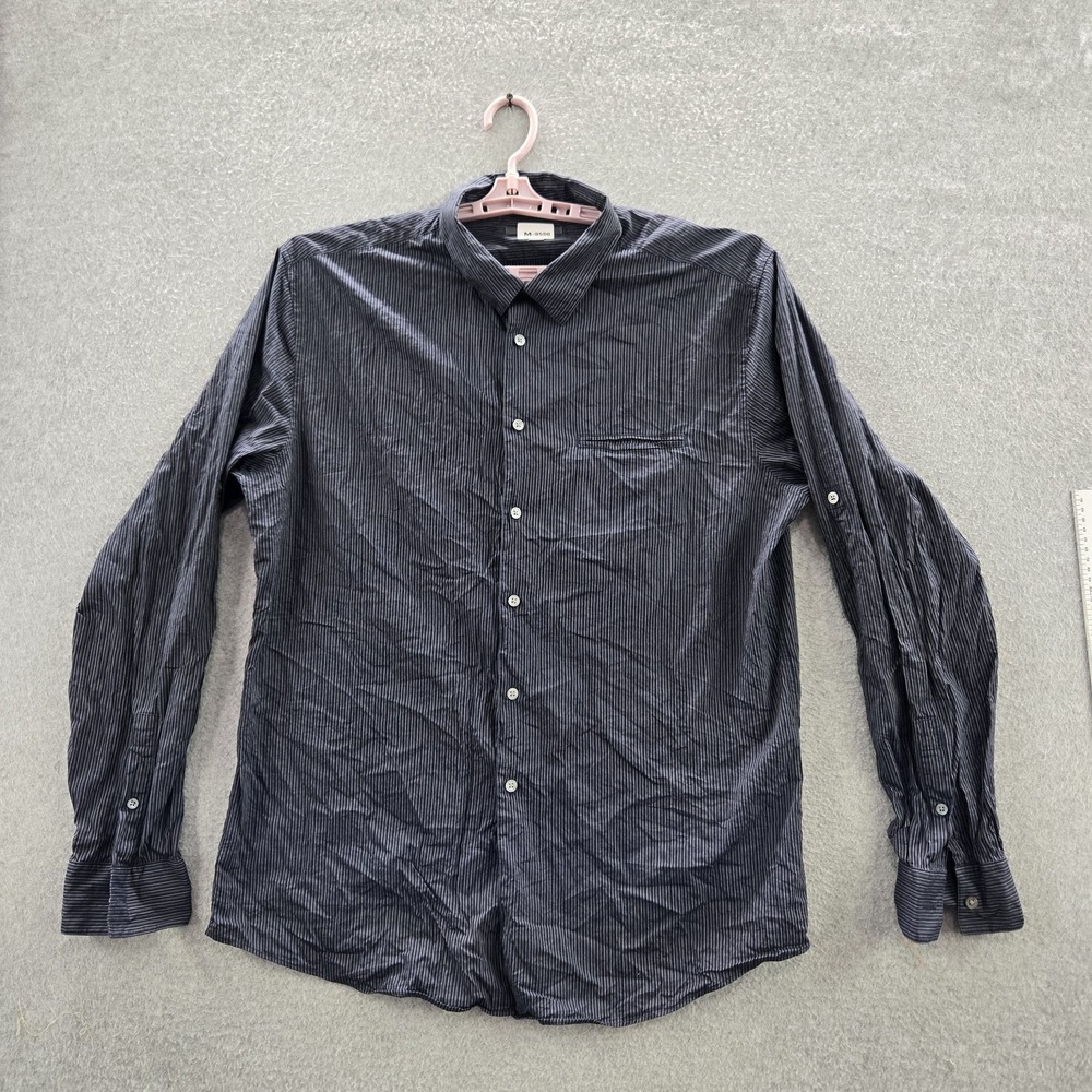 John‎ Varvatos Men Button Up Shirt XXL Navy Striped Long Sleeve